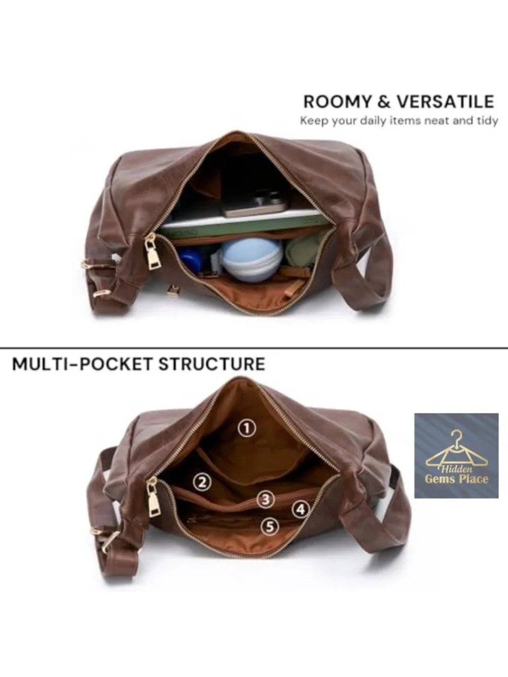 PU Leather Slouchy Hobo Bag Shoulder Crossbody Tote